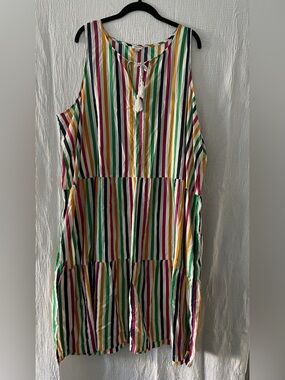 J. Crew Multicolor Vertical Stripe Sleeveless Dress